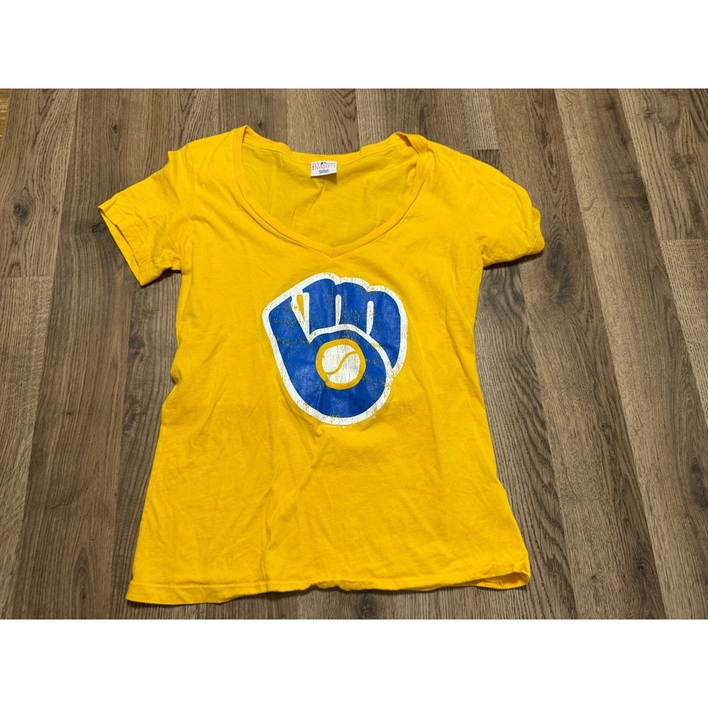 Genuine Merchandise Shirt Womens Medium Milwaukee Brewers Baseball V-neck